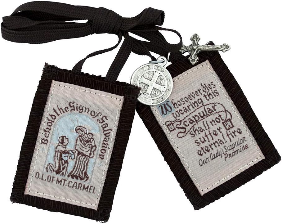 VILLAGE GIFT IMPORTERSGenuine Homemade Scapulars | 100% Real Wool | 6 Styles | Durable and Beautiful Quality | Christian Jewelry (Traditional Brown (Brown Cords)), Wool
