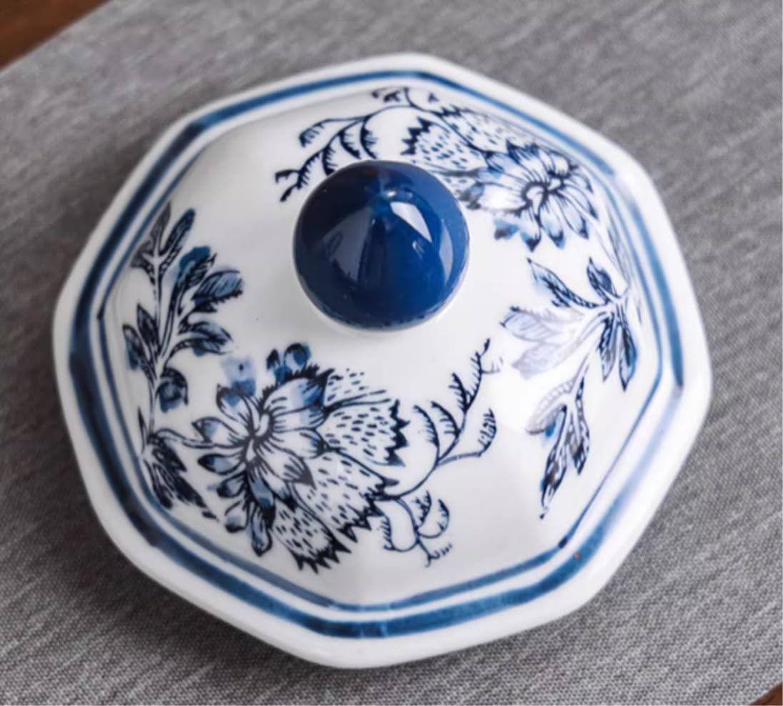 Food Storage Jar,Decorative Jar Ginger Jar Vase Decor Ceramic Ginger Jar with Lid Tea Storage Decorative Home Decor Jar Blue and White Landscape Round Ceramic Ginger Jars S,A-16 * 25Cm