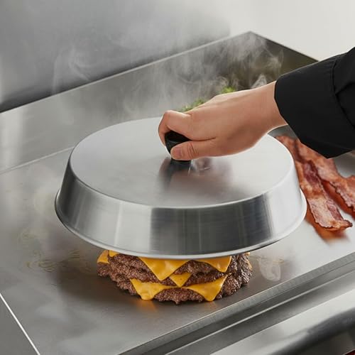 Miniatura 7 de TrueCraftware Juego de 2 cubiertas de aluminio para parrilla de 7 pulgadas con perilla de plástico negro, cubierta redonda de queso de hamburguesa y