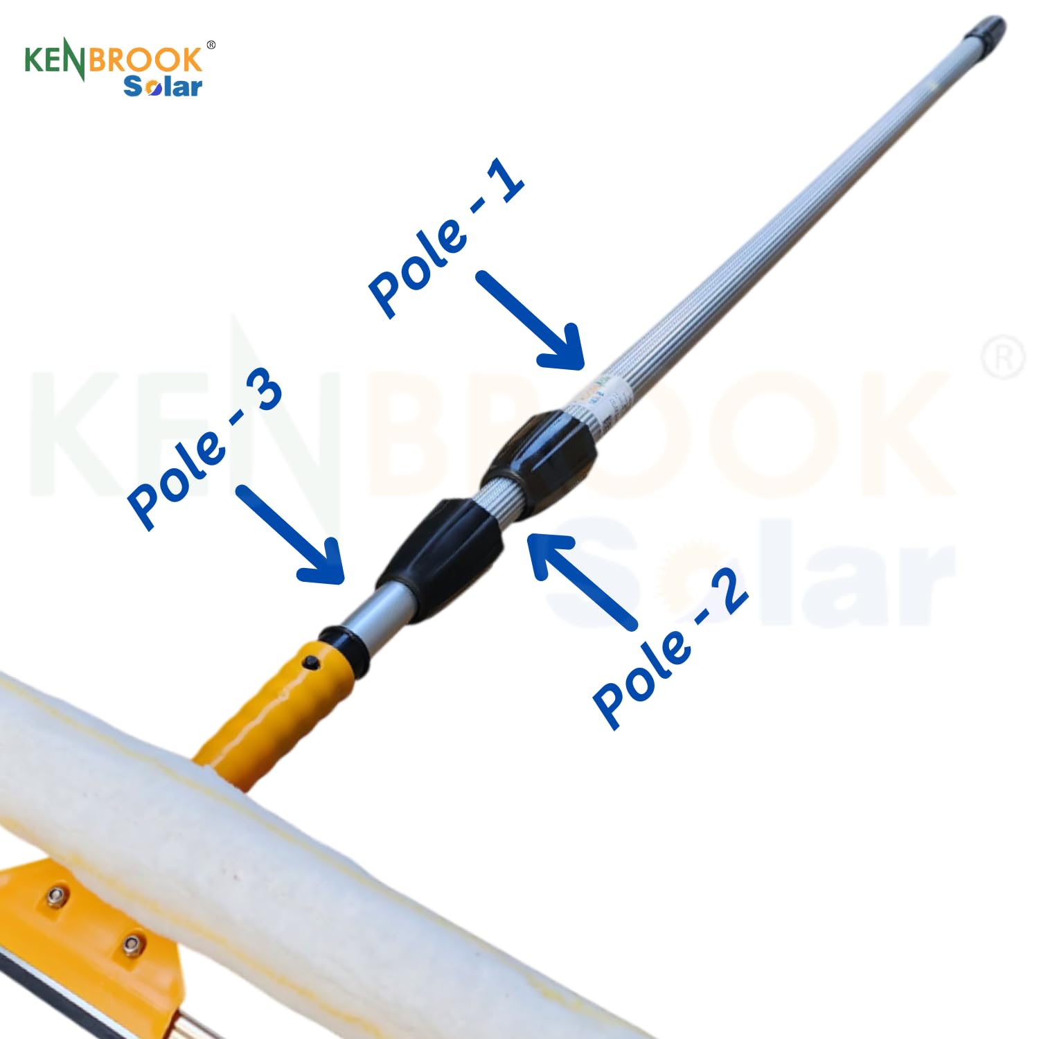 Kenbrook Solar 6 Meters Long Solar Panel Cleaning Mop with Microfiber, Wiper, & Adjustable Telescopic Extension Pole 2 to 6 Meters, Multipurpose for Solar Panels, Glass, and Home Cleaning (6 Meter) - Image 2 thumbnail