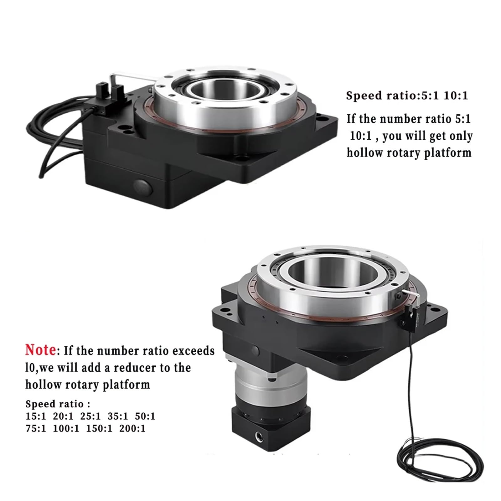 fraise à surfacer Réducteur planétaire Nema23 Nema34, plate-forme rotative creuse de 130mm, boîte de vitesses biseautée, remplace le moteur DD/diviseur de came 10/18:1 1arcmin(Ratio 18 to 1,14mm Input