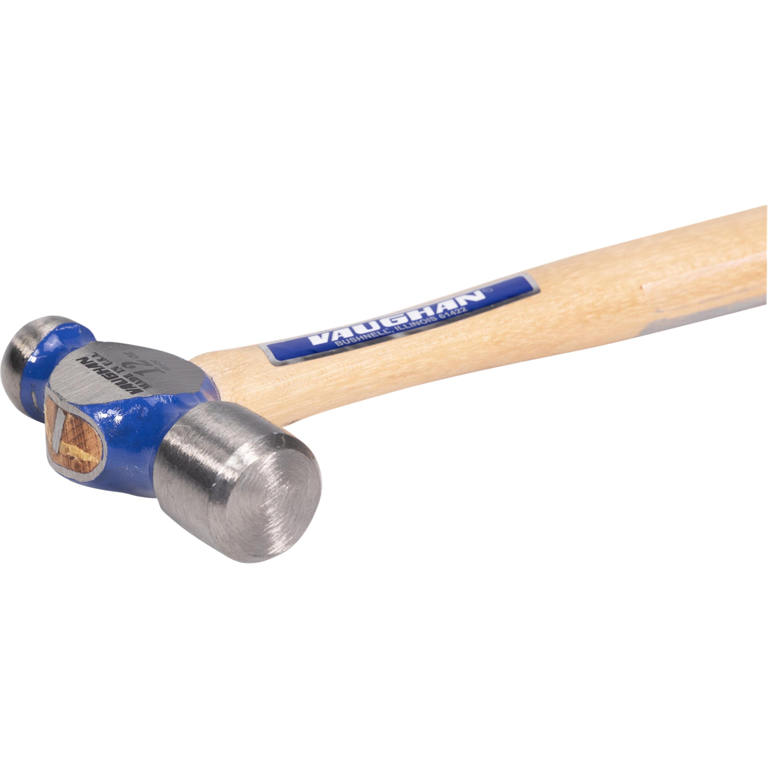 VAUGHAN Ball Pein Hammer, 12 oz, Hickory Handle, American High