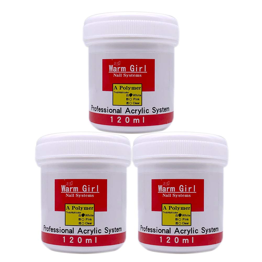 Set di Polvere di unghie Set di Polvere di unghie 120g bianco polvere unghie 3pzs Acrilico Unghie Set