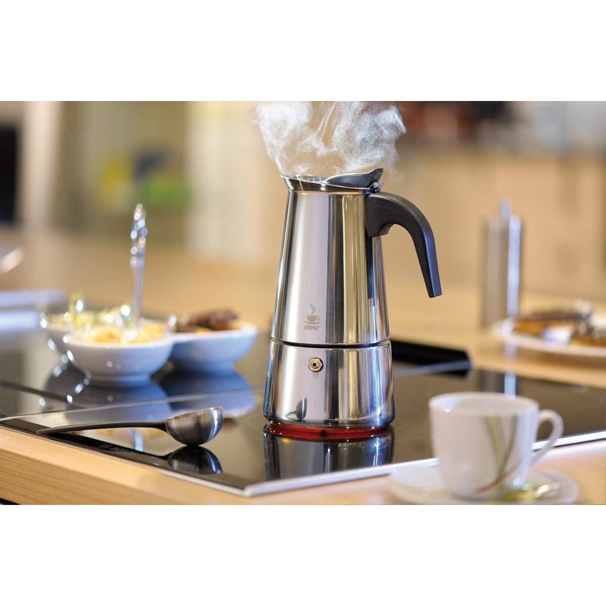 GEFU Cafetera espresso original Emilio 16160, de acero inoxidable, para 6 tazas de café