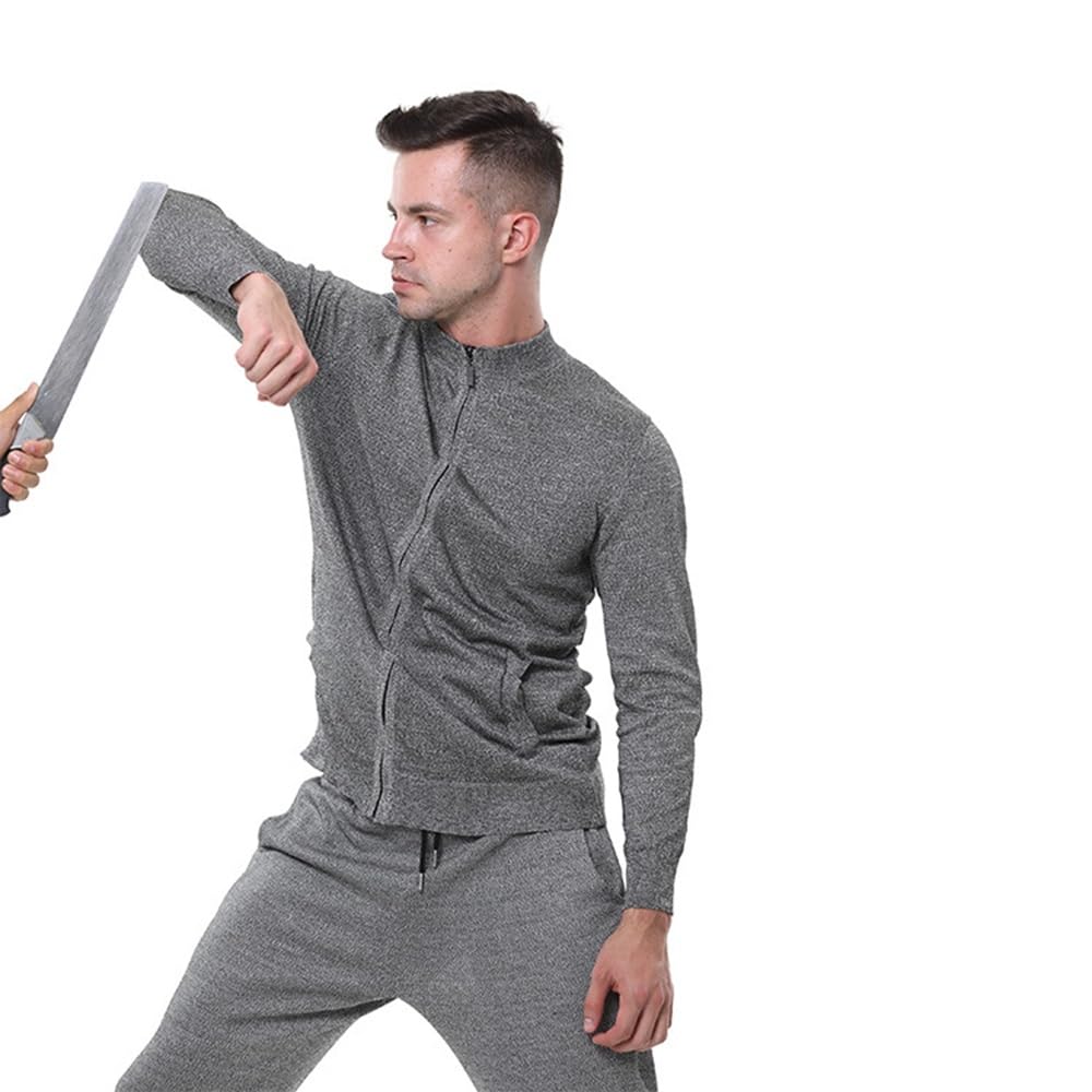 WYWY Giacca Anti-Coltello - Livello 5 Anti-Taglio Anti-Pugnalata, Resistente all'Usura, Giacca con Cerniera Anti-Strappo e Anti-Morso per Protezione Personale e Sicurezza Outdoor(S)