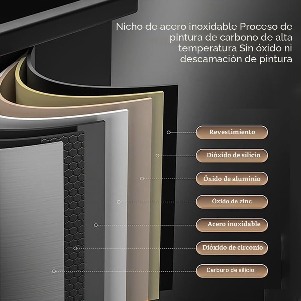 Ducha de Pared de Acero Inoxidable con luz LED, Estante de Almacenamiento de nicho de Ducha Empotrado para baño, no Requiere Azulejos (Negro, 70 x 28 x 12,5 cm)