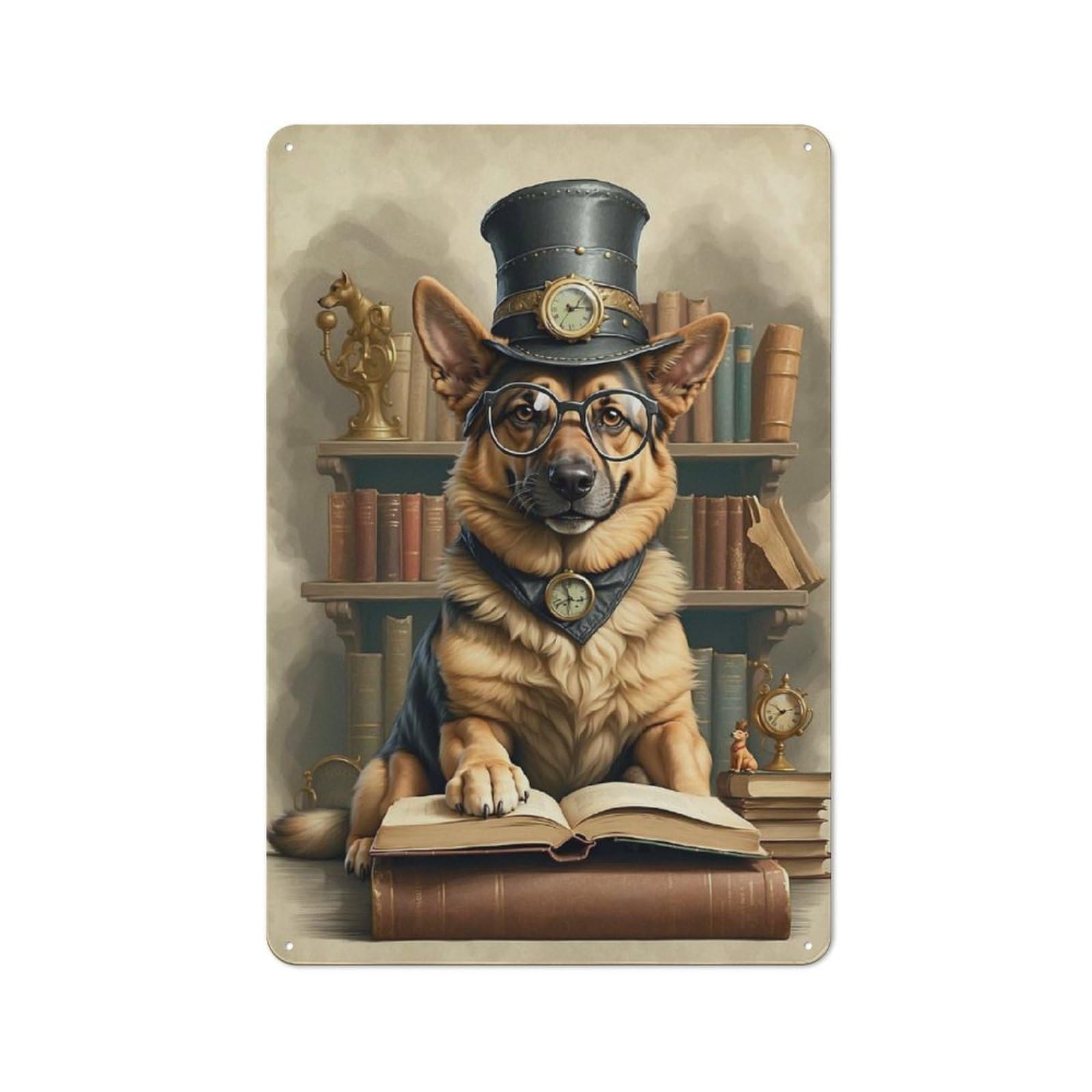 Junmoney Smart German Shepherd Dog Metal Plaque 30X20cm With For Pub Or Café, Rustic Decor, For Pub Decor Enthusiasts