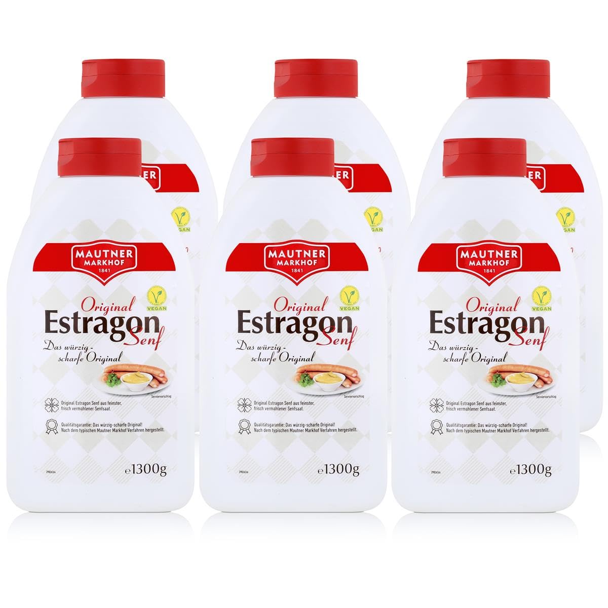 6x Mautner Markhof - Estragon Senf, würzig-scharf, Stehtube - 1300g