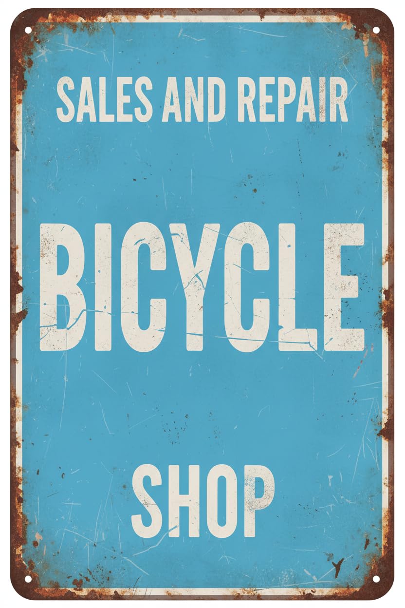 Wall Decor Sales And Repair Bicicle Shop | Full Color Sidewalk Display Sign Board With Metal Ground Stakes 8x12Inch Inches Vintage Signs Aluminum Plates Printed