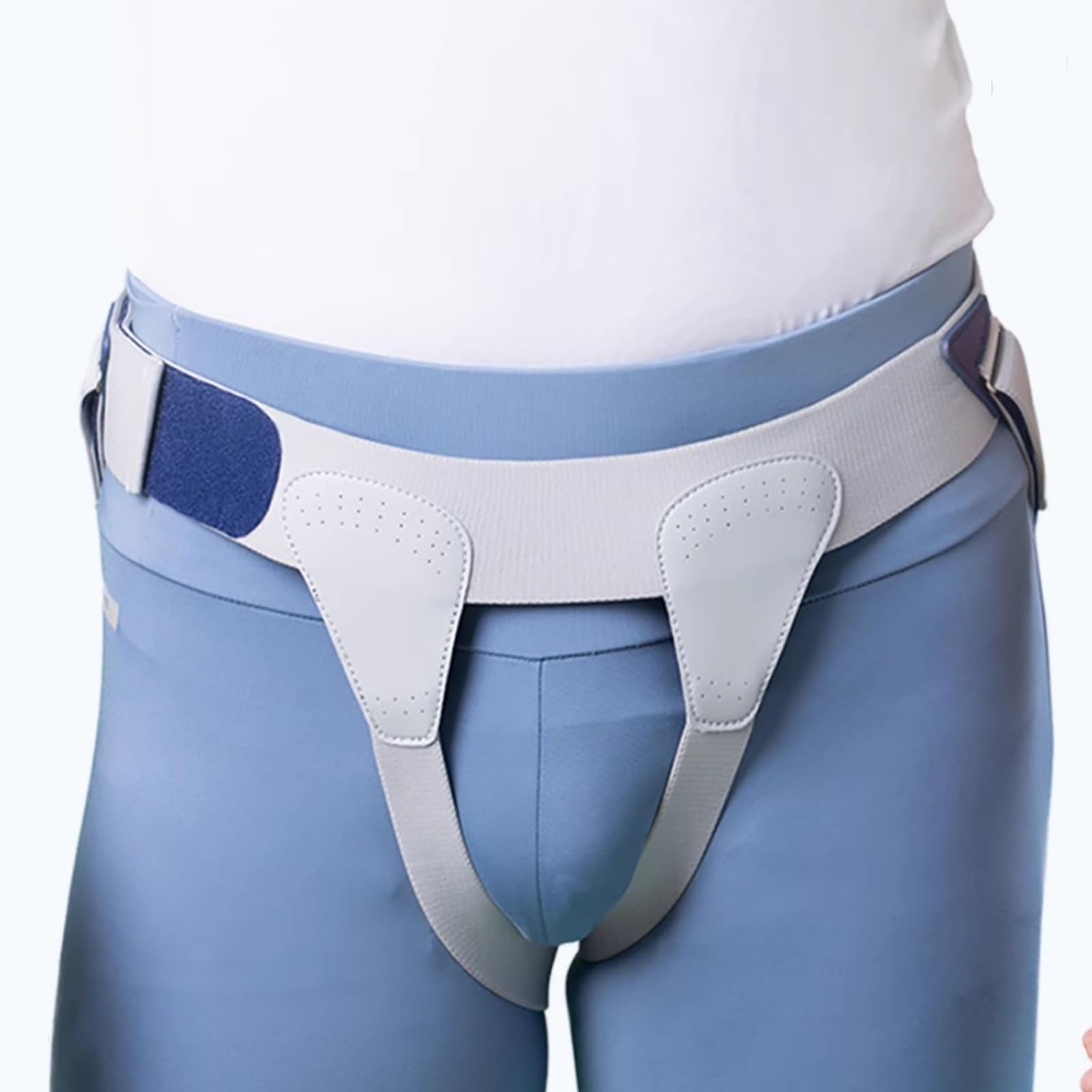 Cintura Ernia Inguinale Uomo, Cinto per Ernia Inguinale Singola/Doppia, Fascia Addominale Regolabile con 4 Cuscinetti di Compressione Rimovibili, Leggera e Stabile(Large)