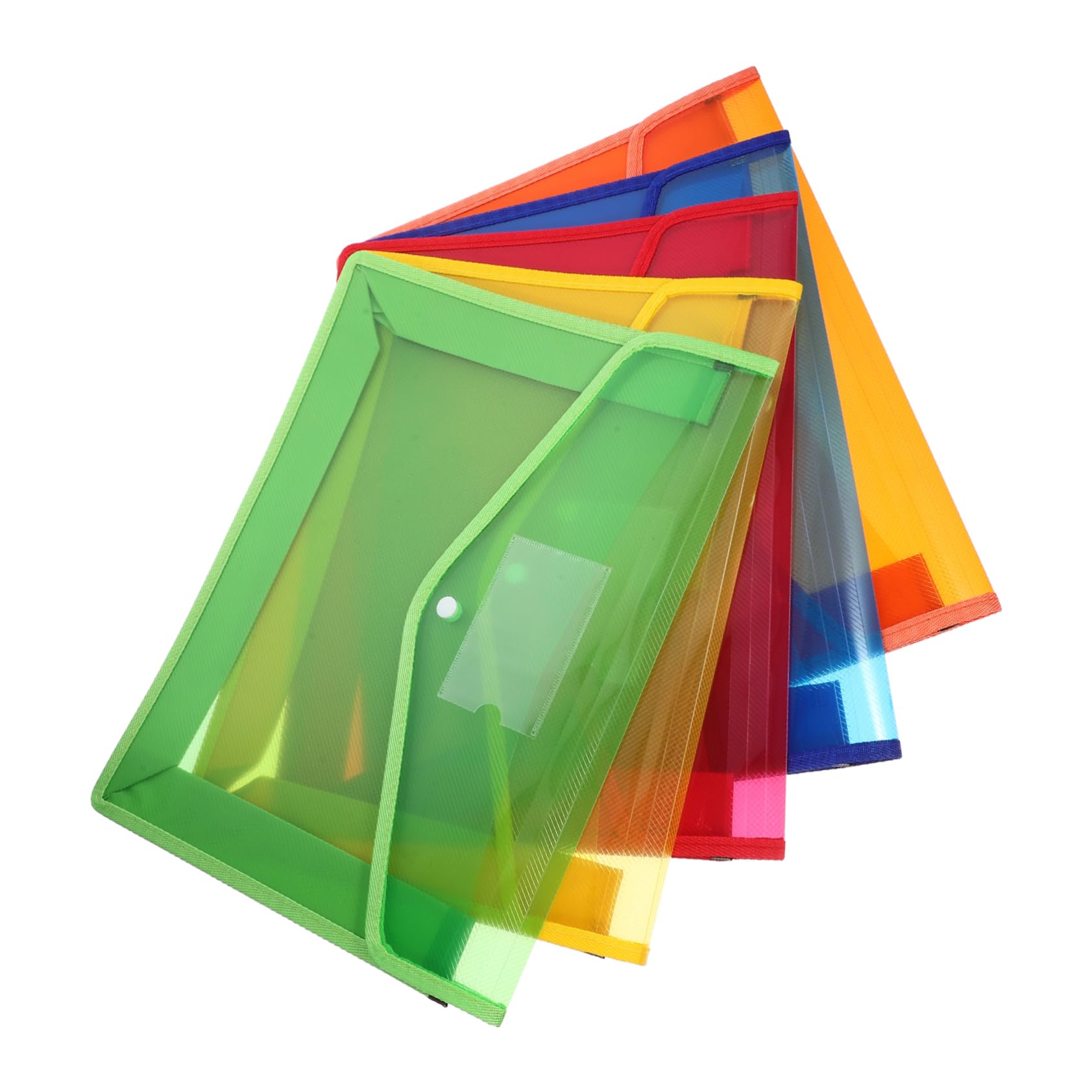 SEWACC 5stücke Dokumentenmappen aus Kunststoff Transparent mit Druckknopfverschluss als Briefumschlagmappe für Aufbewahrung und Organisation