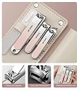 Agabani Premium 10-in-1 Stainless Steel Manicure & Ear Cleaning Kit for Men & Women Nail Cutter Set with Large, Medium, Small Clippers & 6 Ear Picks Portable Travel Grooming Tool with Leather Pouch (Light Pink) gallery image