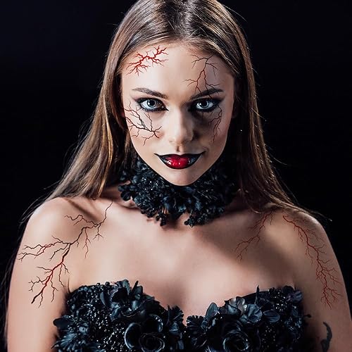Halloween Blood Vessel tattoos stickers Face Body Makeup for Women Men Cosplay Masquerade Party Props Décor