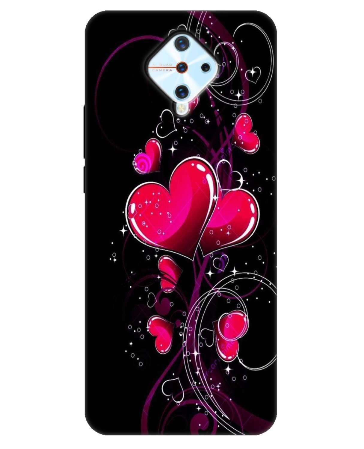 Samcase Beautiful Red Heart Design Printed Soft Designer Mobile Back Cover for Vivo S1 Pro