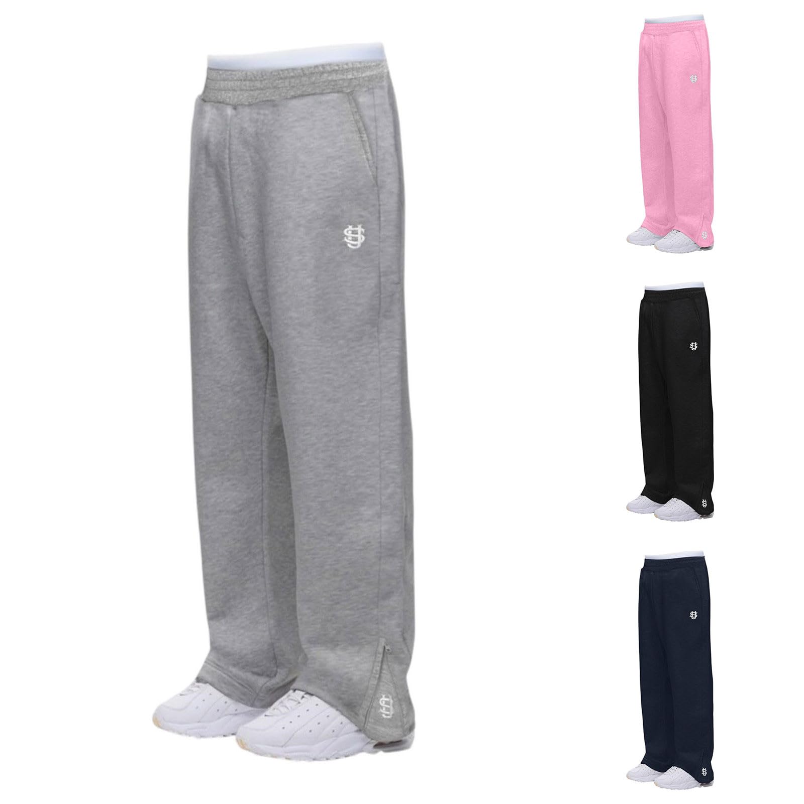 Pantalones de chándal holgados para niños adolescentes algodón cordón bolsillos pierna ancha cintura elástica
