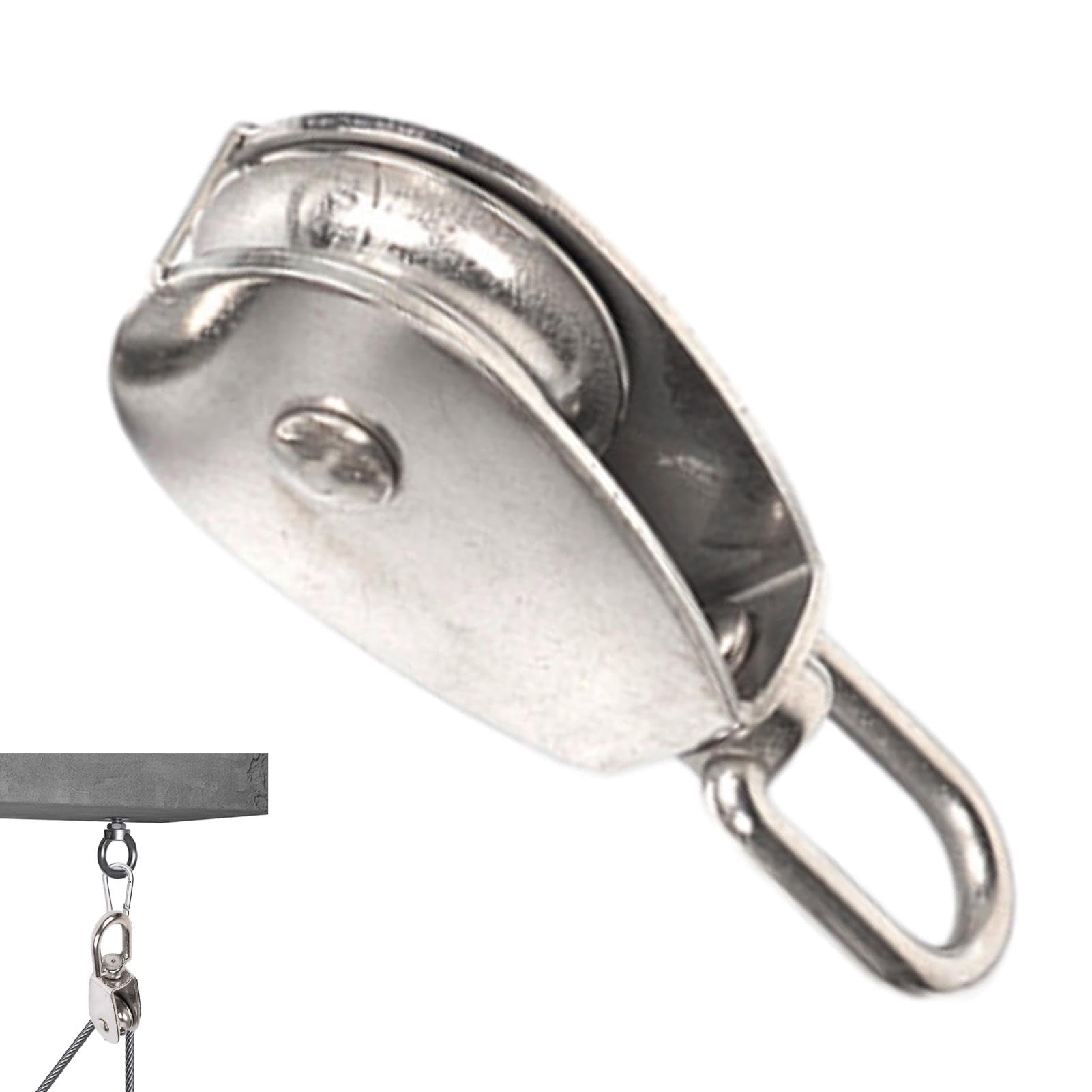 Vesone Rope Pulley System | Wire Rope Crane Pulley Stainless Steel Pulley Blocks,M15/M50 Lifting Single Pulley for Clothesline, Pulley System, Gym Equipment