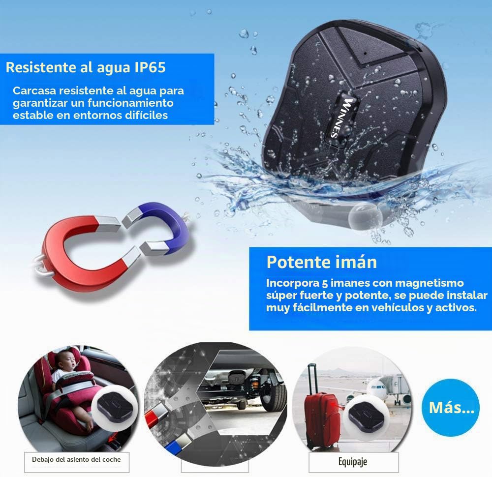GPS Tracker,10000mAh 150 días de Espera,Seguimiento en Tiempo Real,Magnético Fuerte Rastreador Antirrobo a Prueba de Agua,Localizador de GPS para Coche/Camión/Motocicleta/Barco, Aplicación Gratuita