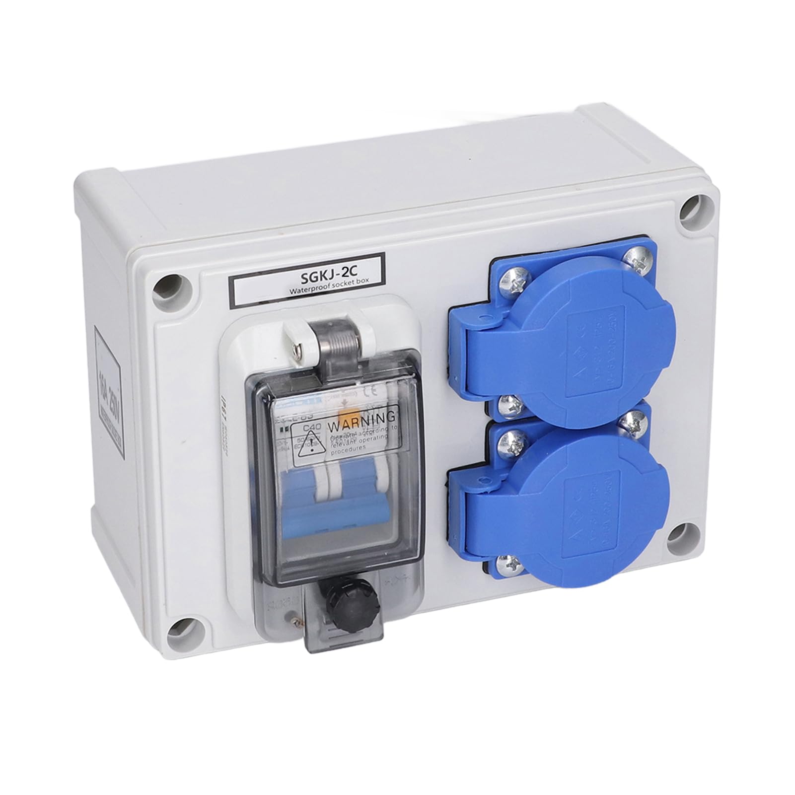 Stopcontact, stopcontact, dubbel Duits stopcontact 200-250 V met 230 V 40 A 1P N RCD, waterdichte stekkerdoos