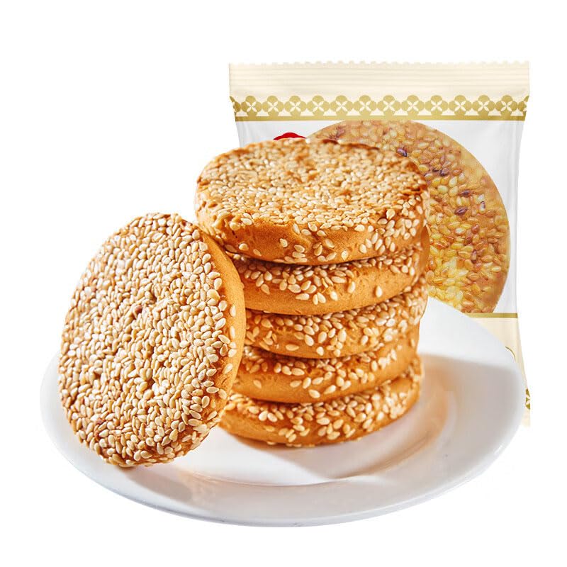黄老五 芝麻饼 Sesame flavor biscuit Traditional dim sum Chinese snacks Chinese food 500g/ bag (17.64 oz)
