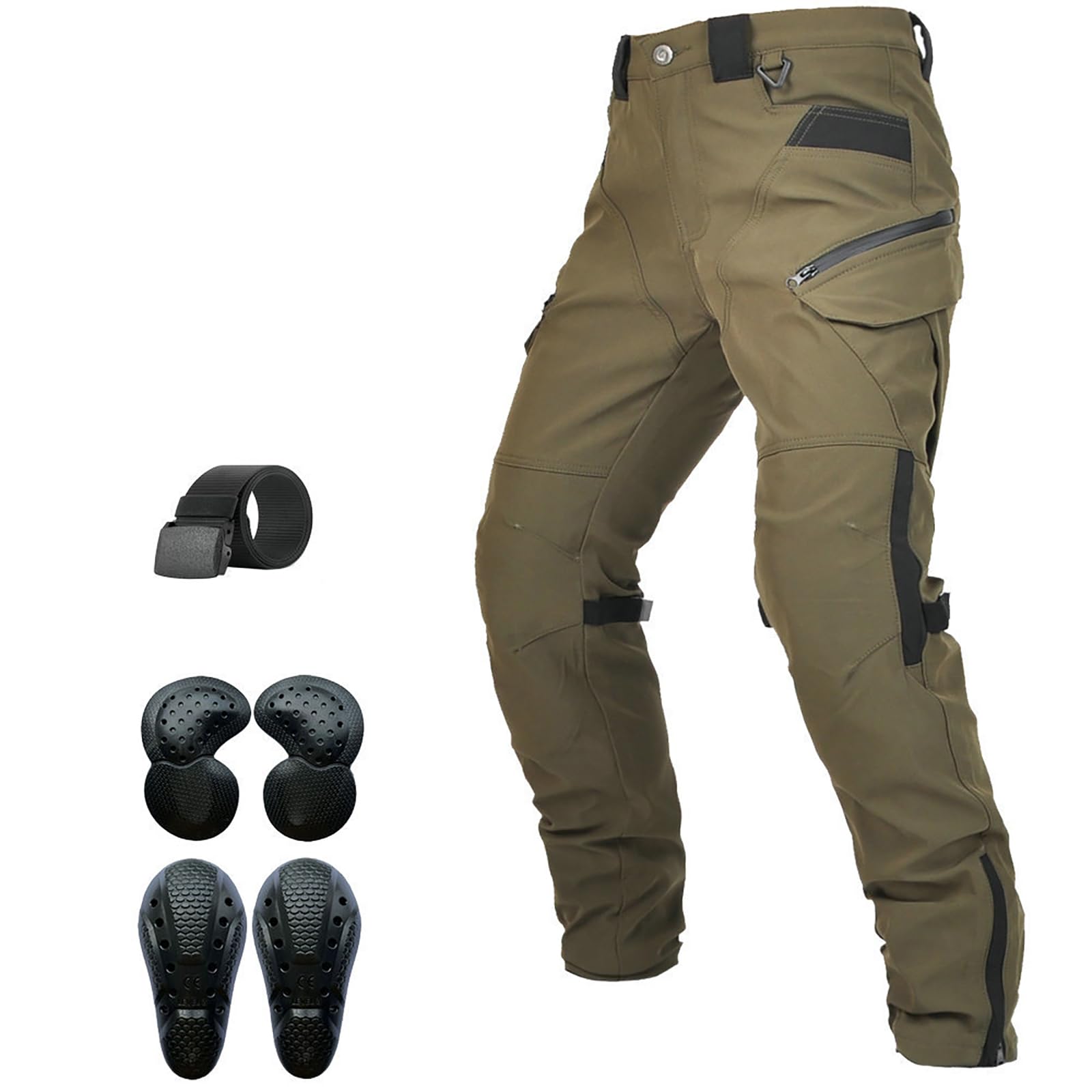ARMAAN Pantaloni Da Moto Mimetici Da Uomo Con Protezioni Certificate CE, Resistenti All'acqua, Con Protezioni Rimovibili, Ideali Per Il Mototurismo E L'avventura In Tutte Le Stagioni,Green-3XL
