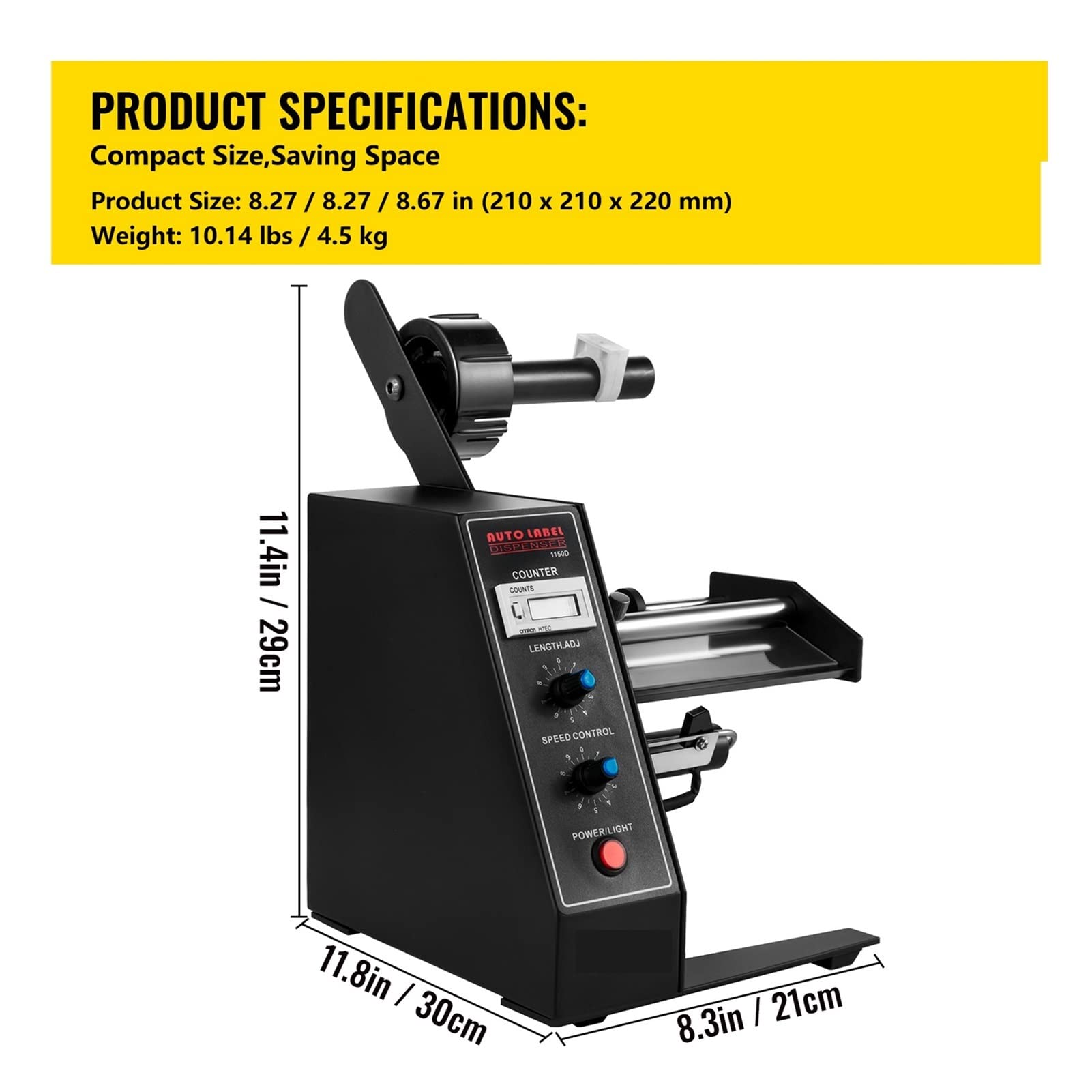 Automatisches Etikettenspendergerät 140 mm Al-1150d Tragbarer Etikett Applicator Aufkleber, der die Automatik -Etikett -Strippmaschine trennt Für Anfänger und Heimwerker