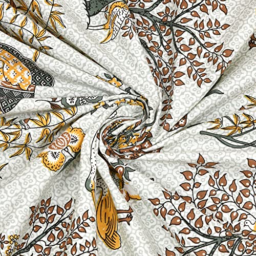 Image of BLOCKS OF INDIA 200Tc Diwan Set Cotton 8 Piece | Deewan Printed Bedsheet Sets For Living Room Hall (Set Of 8 Piece, 1-Bed Sheet | 2-Bolster Cover | 5-Cushion Cover (Color 12), Yellow