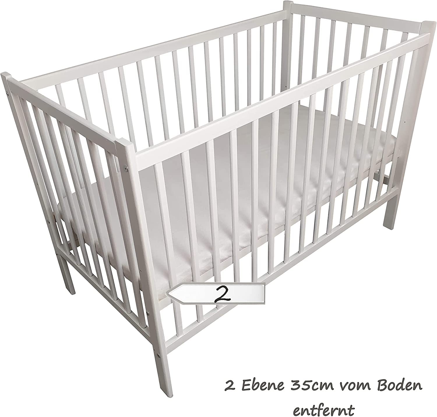 16 Teiliges Babybett Kinderbett und Bettwäsche komplett Set Happy höhenverstellbar für Neugeborene Babys und Kleinkinder aus Massivholz in fantastischen Farben (Rosa Teddybär auf Leiter)