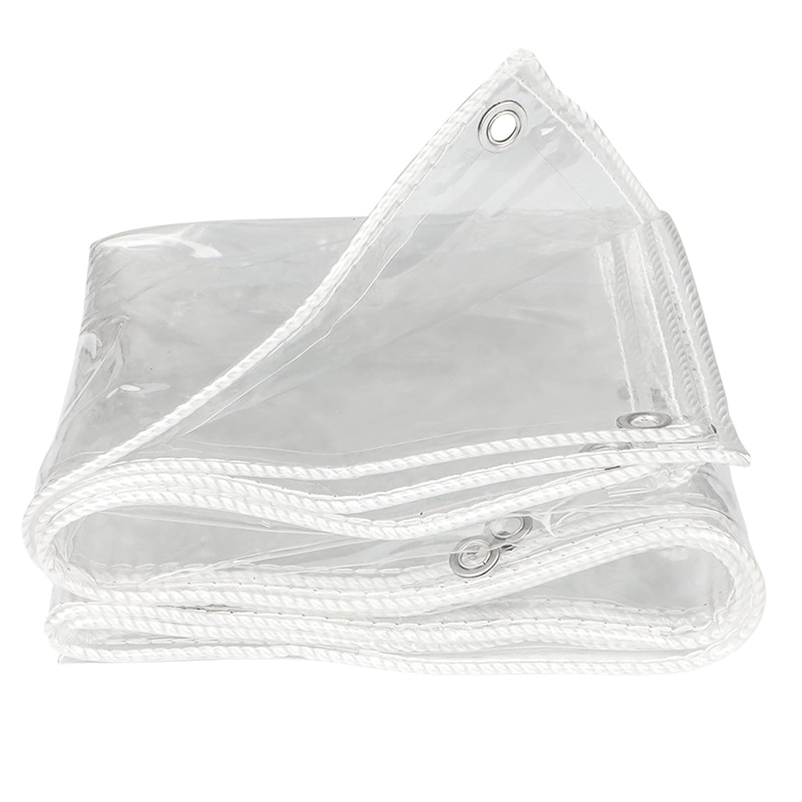 Bâche Imperméable, 400g/m² Bâche Transparente PVC Robuste avec Oeillets, Isolation Anti-Âge Verre Souple, pour Meubles de Jardin/Bûches de Bois/Extérieur/Camping,5x5m/16.4x16.4ft