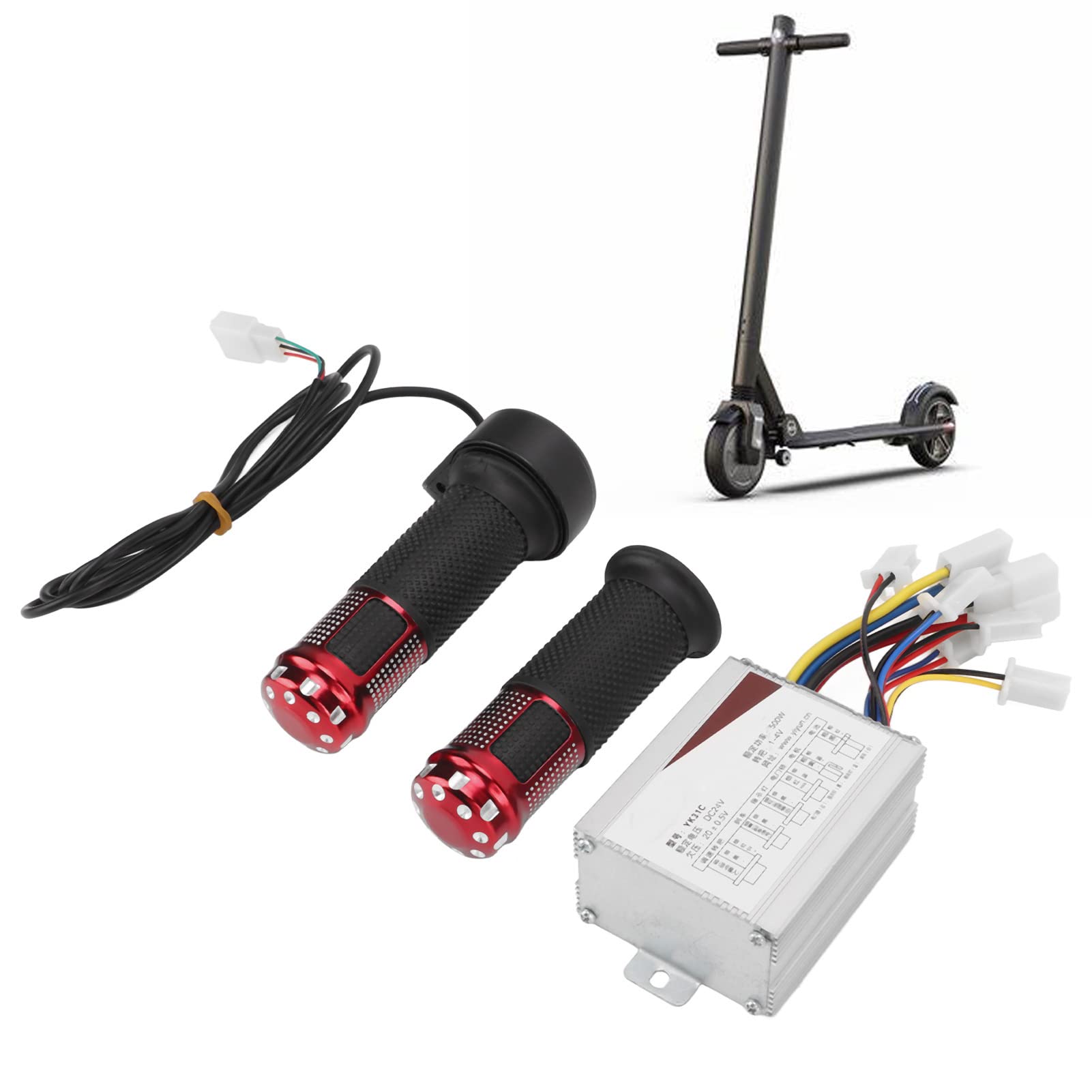 BuyWeek Kit Controller Scooter Elettrico, 24V 500W Kit Controller Motore Bici Elettrica in Lega di Alluminio Controller Motore Spazzola con Maniglia Dell'acceleratore