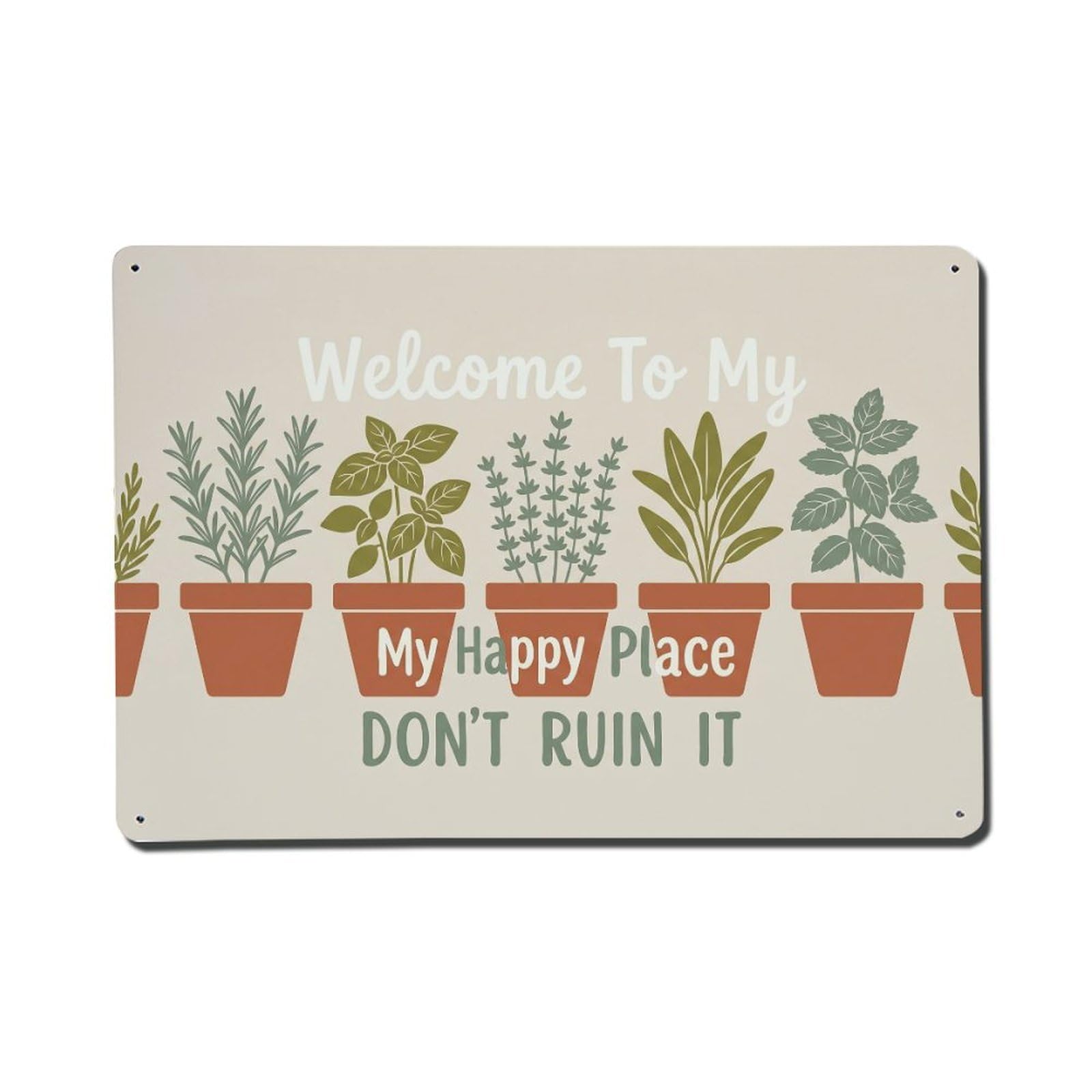 Herb Garden Kitchen Humor Metal Tin Sign Plaque Wall Decor for Cafe, Club Bar, Office, Home Garden Metal Poster 8x12Inch
