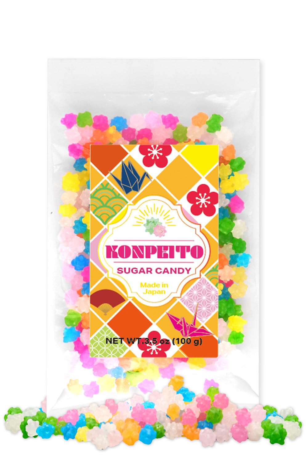 Konpeito, Japanese Star Candy, Assorted Colors & Flavors, Made in Japan, 3.5 oz (100g)