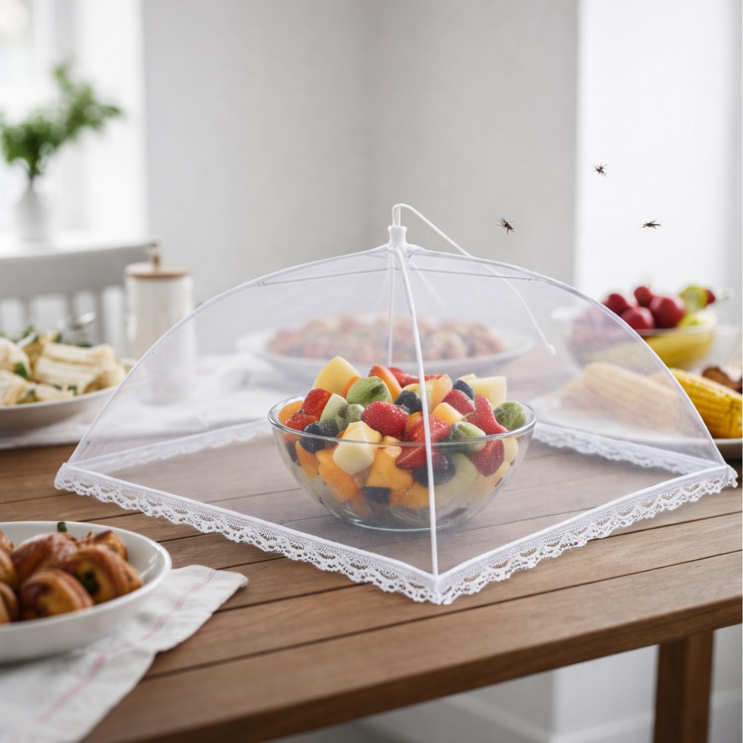 3x zwarte vliegenkappen voor voedsel 30 cm - voedselkap - eten-voedsel
