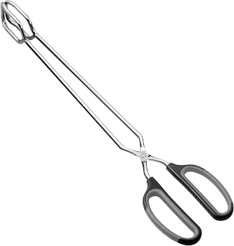 HINMAY Scissor Tongs 16" Extra Long Stainless Steel Barbecue Grilling Tongs | Black Handle