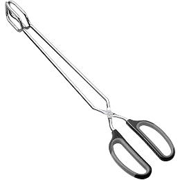 HINMAY Scissor Tongs 16-Inch Extra Long Stainless Steel Barbecue Grilling Tongs (Black Handle)
