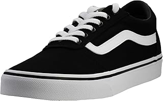 Vans Women's Ward Canvas Sneaker, Canvas Black/White, 9
