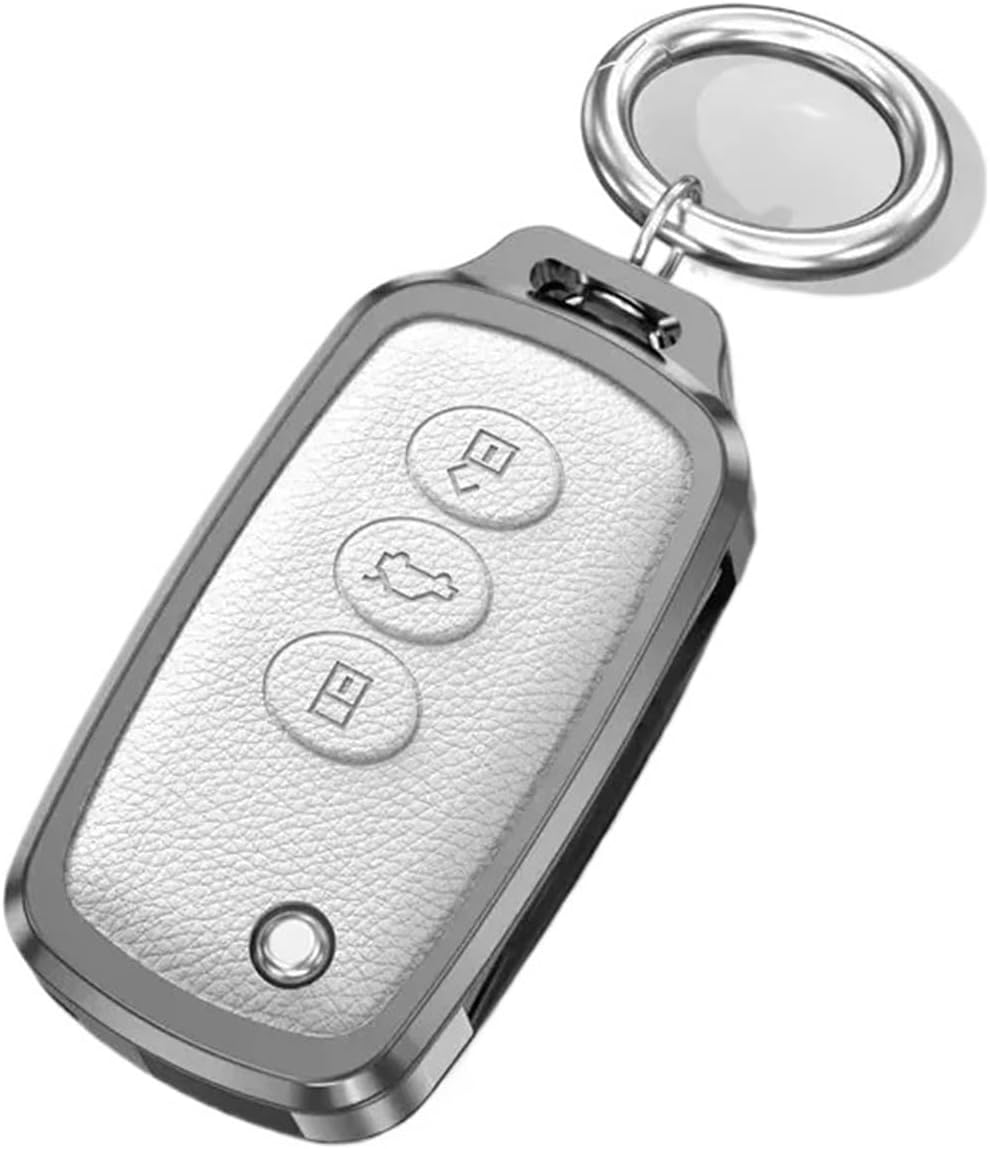 Car Key Cover Case Aluminum Alloy+Leather Compatible For Bentley And Old Style Keychain Shell Buckle Bag(Style 4)