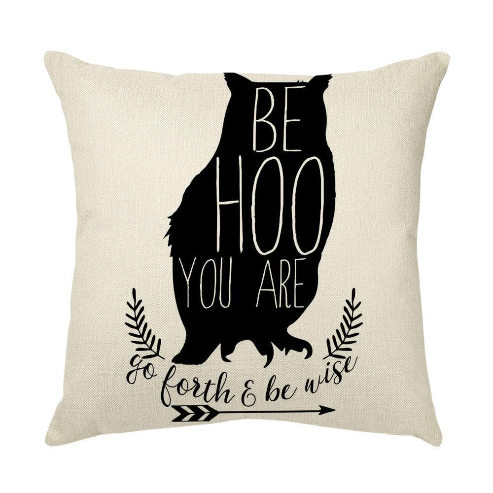 4 Piezas Funda de Almohada 65x65cm Búho Negro Claro Fundas de Cojín Terciopelo Sencillo y Decorativo para Sofá Camas Dormitorio Coche Lino Cojines Throw Pillow Covers （26x26in）