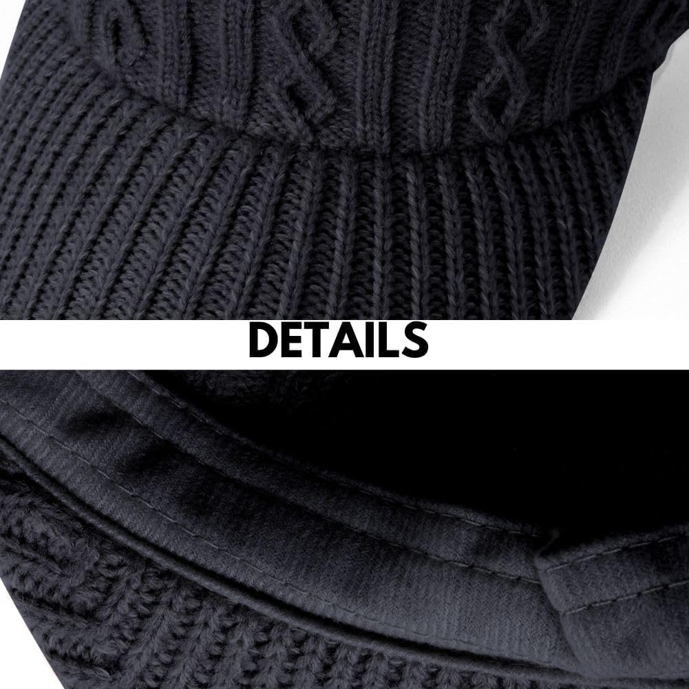 Knitted Baseball Cap for Winter, Wool-Blend Visor Beanie, Warm Outdoor Hat for Men and Women, Cold Weather Protection - Image 7