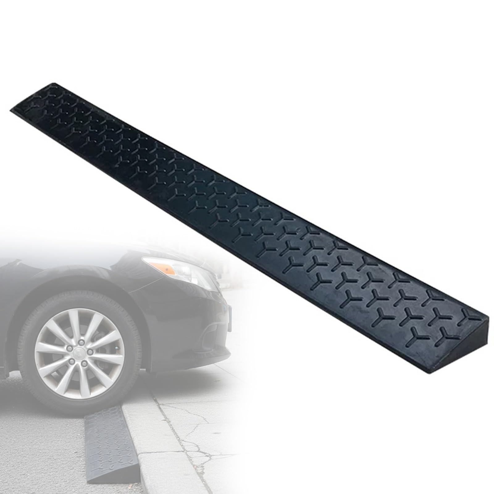 Goma Rampas para Coches, Rampa Escalon Antideslizante, Capacidad de 1000 kg, para Garajes Aceras Coches Patinetes y Bicicletas(100x11x4.5cm/39x4.3x1.8in)