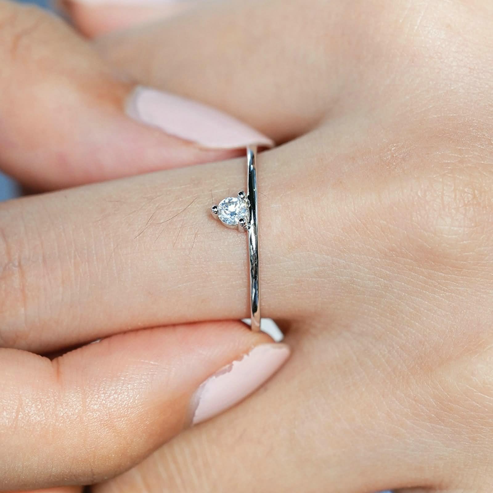 Juego de anillos para mujer, anillos de boda para mujer con diamantes creados en laboratorio de 0,1 quilates, regalos únicos para amigas y mujeres