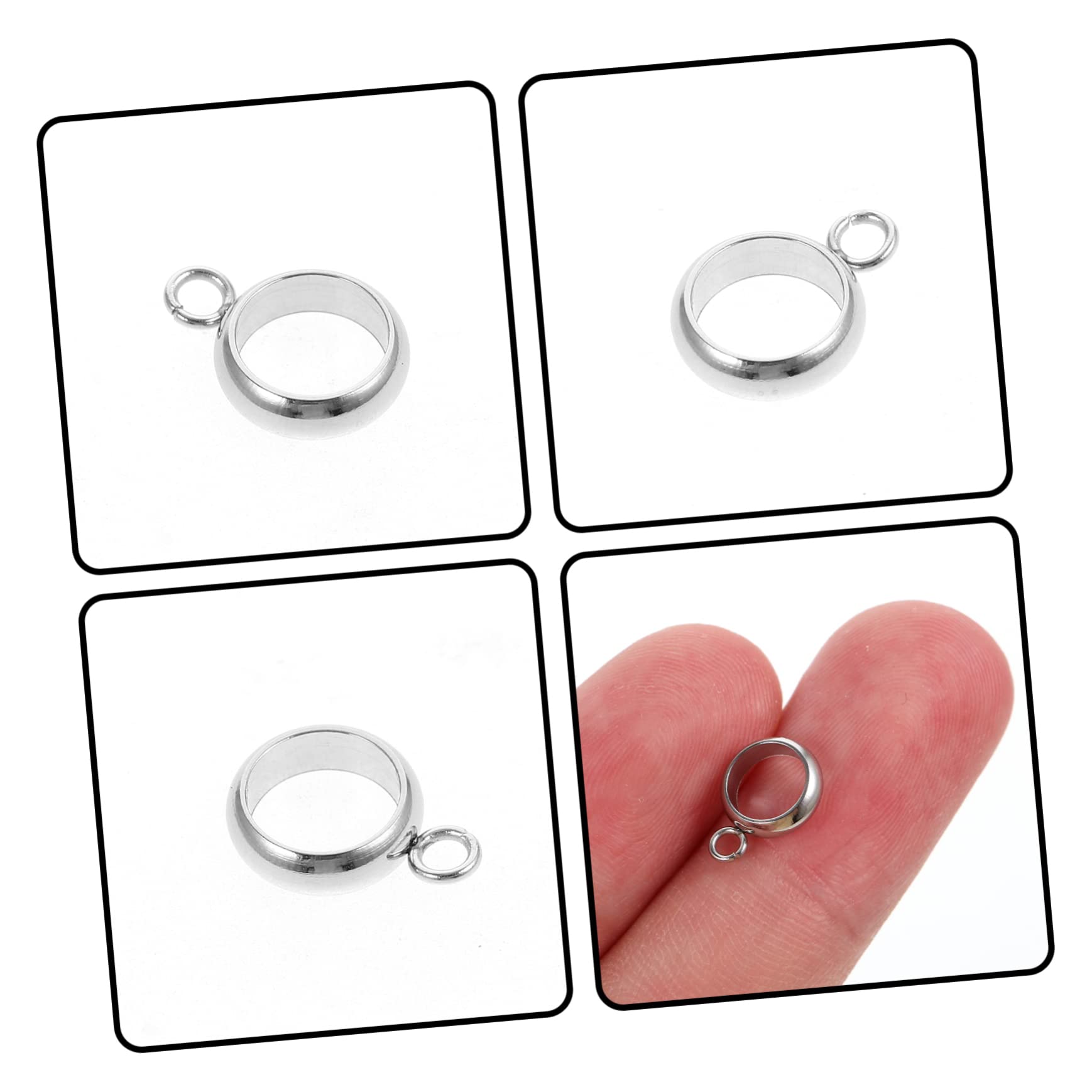 Lurrose Lot De 4 Perles en Acier Inoxydable pour Fabrication De Bracelets Étiquettes Capuchons De Touches Breloques 100 Pièces X 4
