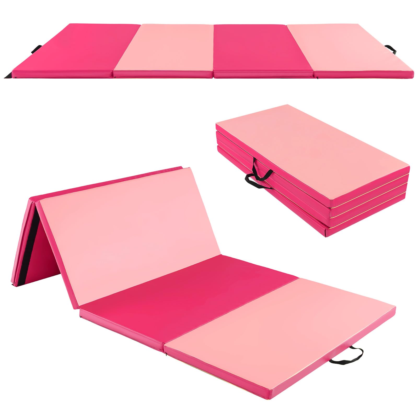 COSTWAY 240 x 120 x 5 cm, miękka mata podłogowa, składana, mata do jogi z zapięciem na rzepy i 2 uchwytami do noszenia, mata gimnastyczna, składana mata do fitnessu, gimnastyki, jogi, treningu w domu
