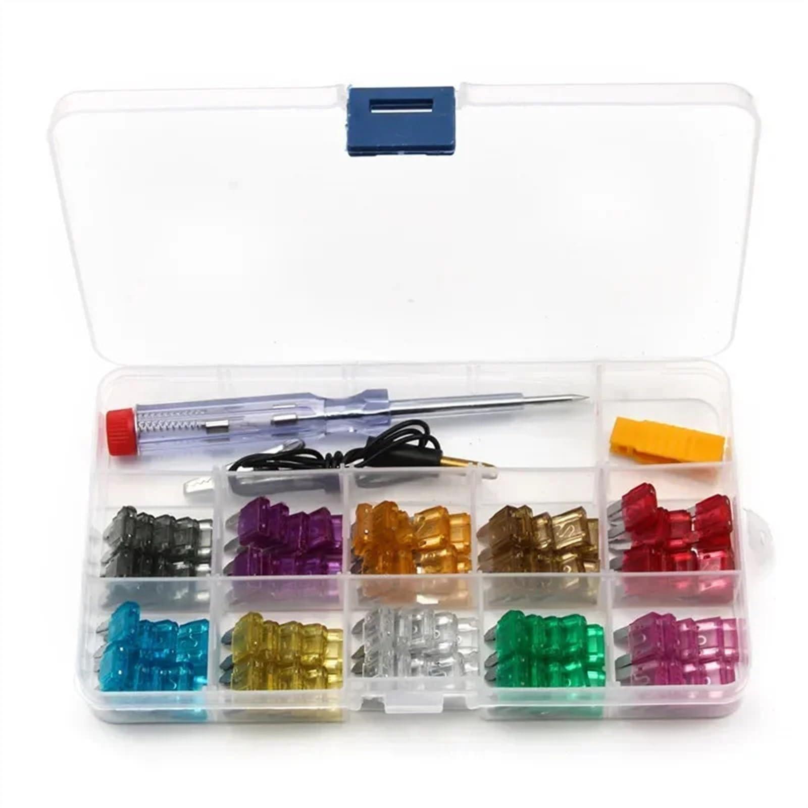 100 Uds. Fusibles pequeños for coche tipo cuchilla automotriz surtido de microfusibles en caja 2A/3A/5/A/7.5A/10A/15A/20A/25A/30A/35A