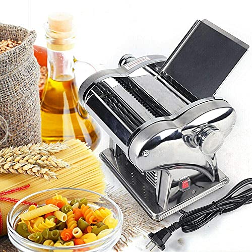 Noodle Maker 135W Electric Pasta Maker Machine 1.5 mm Thin + 4 mm Wide Stainless Steel Portable Dumpling Dough Noodle Making Machine Dough Cutter Roller for Spaghetti Fettuccini Lasagna