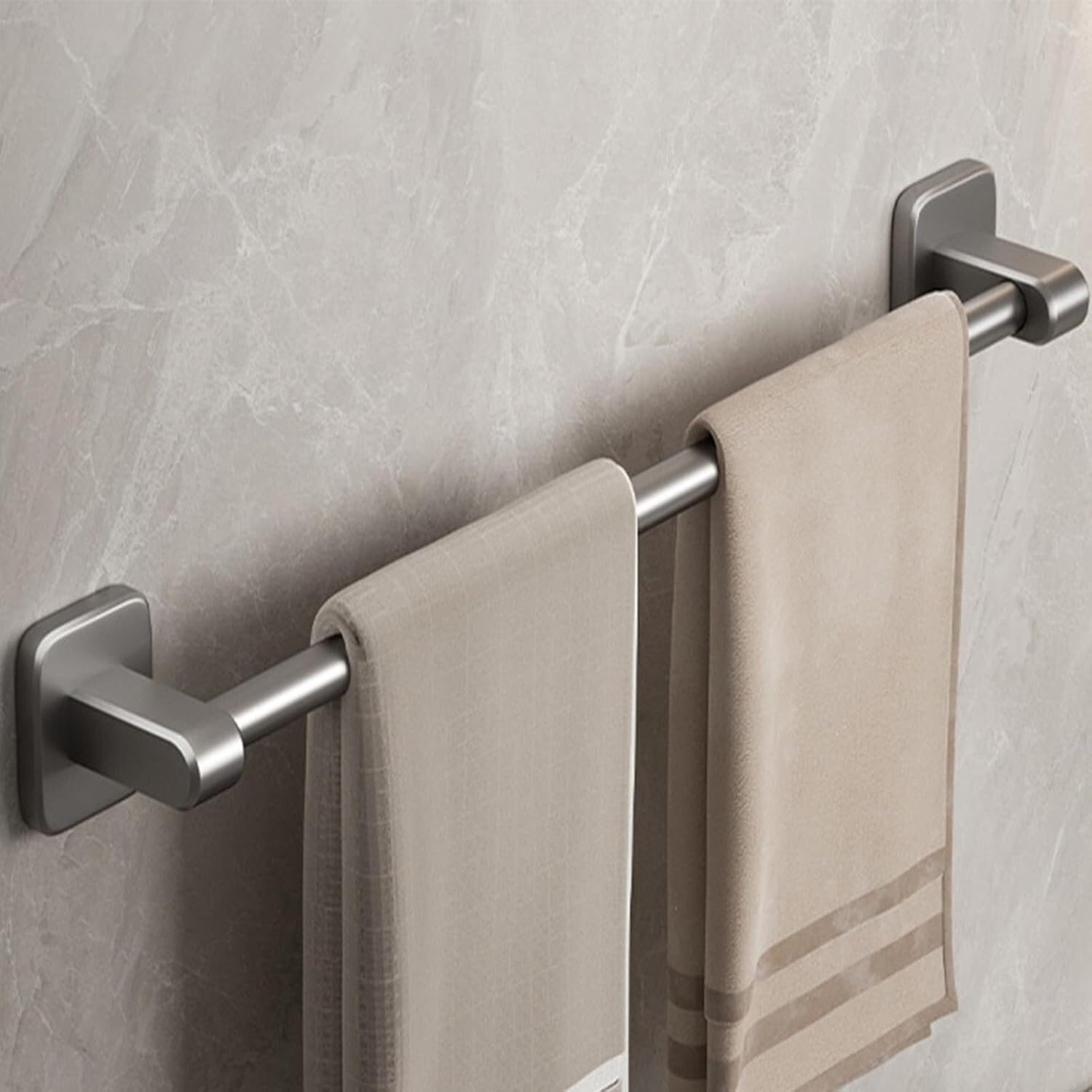 Stainless Steel Single Rail Towel Rack - Sturdy Multifunctional Towel Bar With Bearicapacity, Rustproof Towel Hanger For Bathroom And Kitchen,Grey-50Cm
