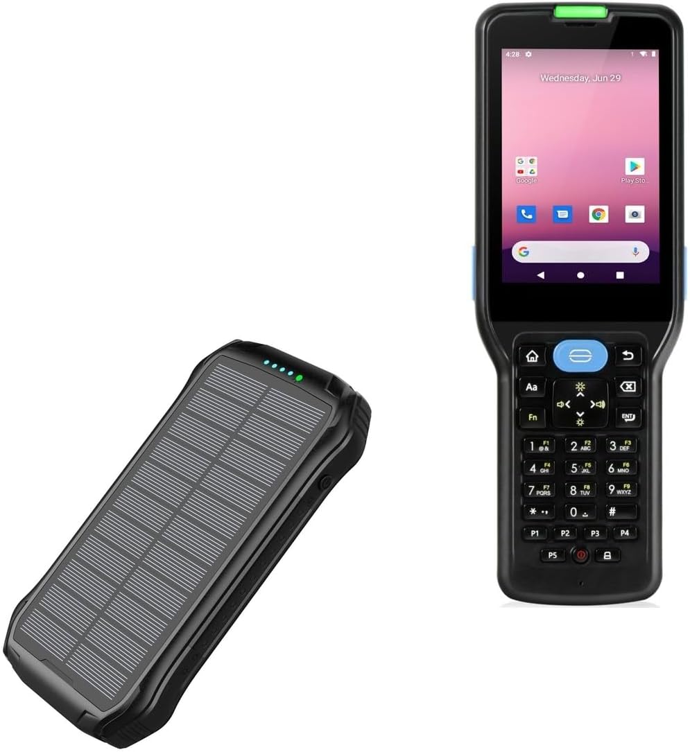 BoxWave Charger Compatible with Kcosit U30 (3.5 in) - Solar Wireless Rejuva PD Power Pack (16000mAh), Solar Powered Backup Power Bank - Jet Black