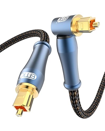 Miniatura 12 de EMK Cable óptico Toslink de 90 grados con enchufe giratorio de 360 grados, cable de fibra óptica S/PDIF Toslink macho a macho para cine en casa