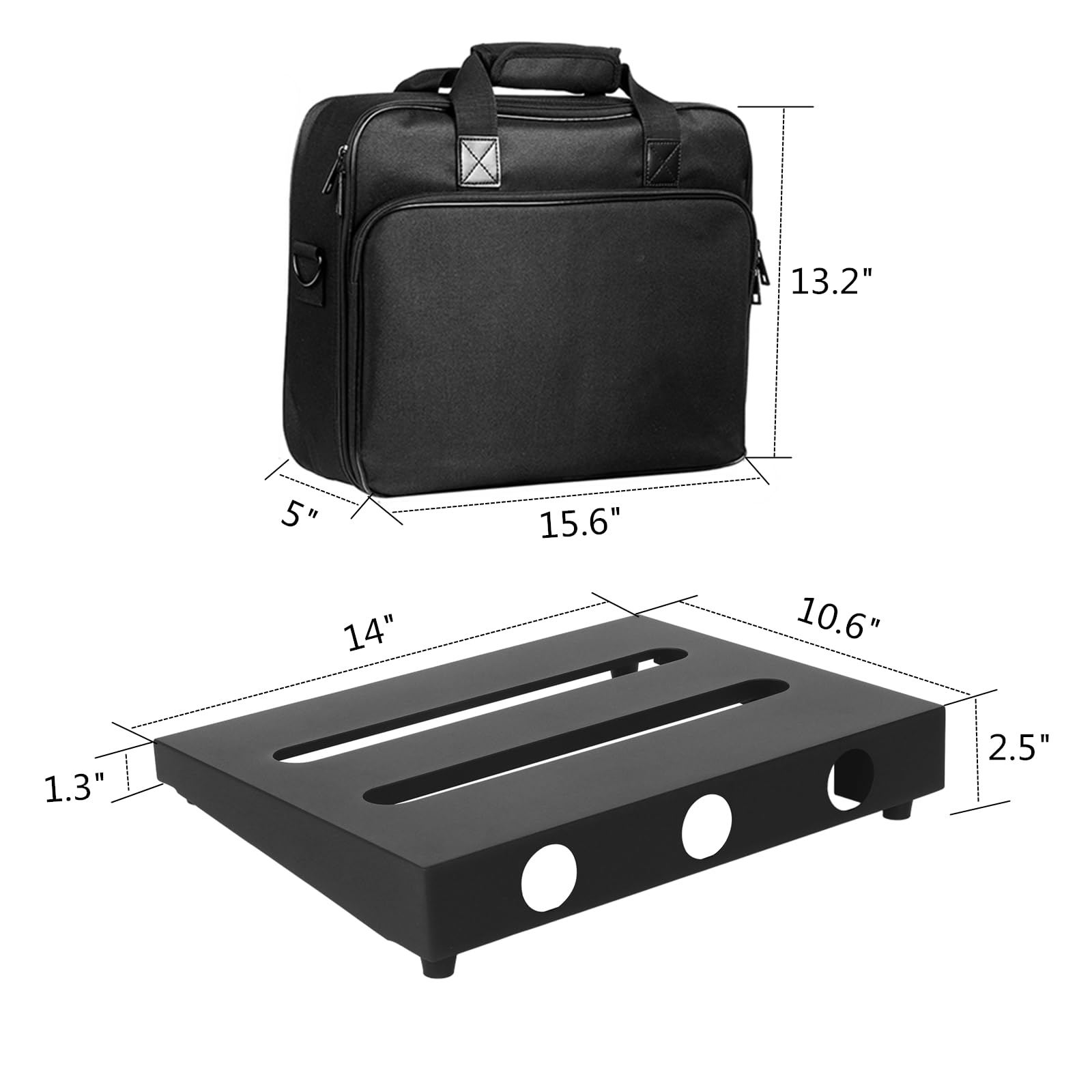 Gitarren-Pedalboard, 35,6 x 26,9 cm, mit Tragetasche | Inklusive Montagebändern, unterhalb des Netzteils, Stahlmaterial
