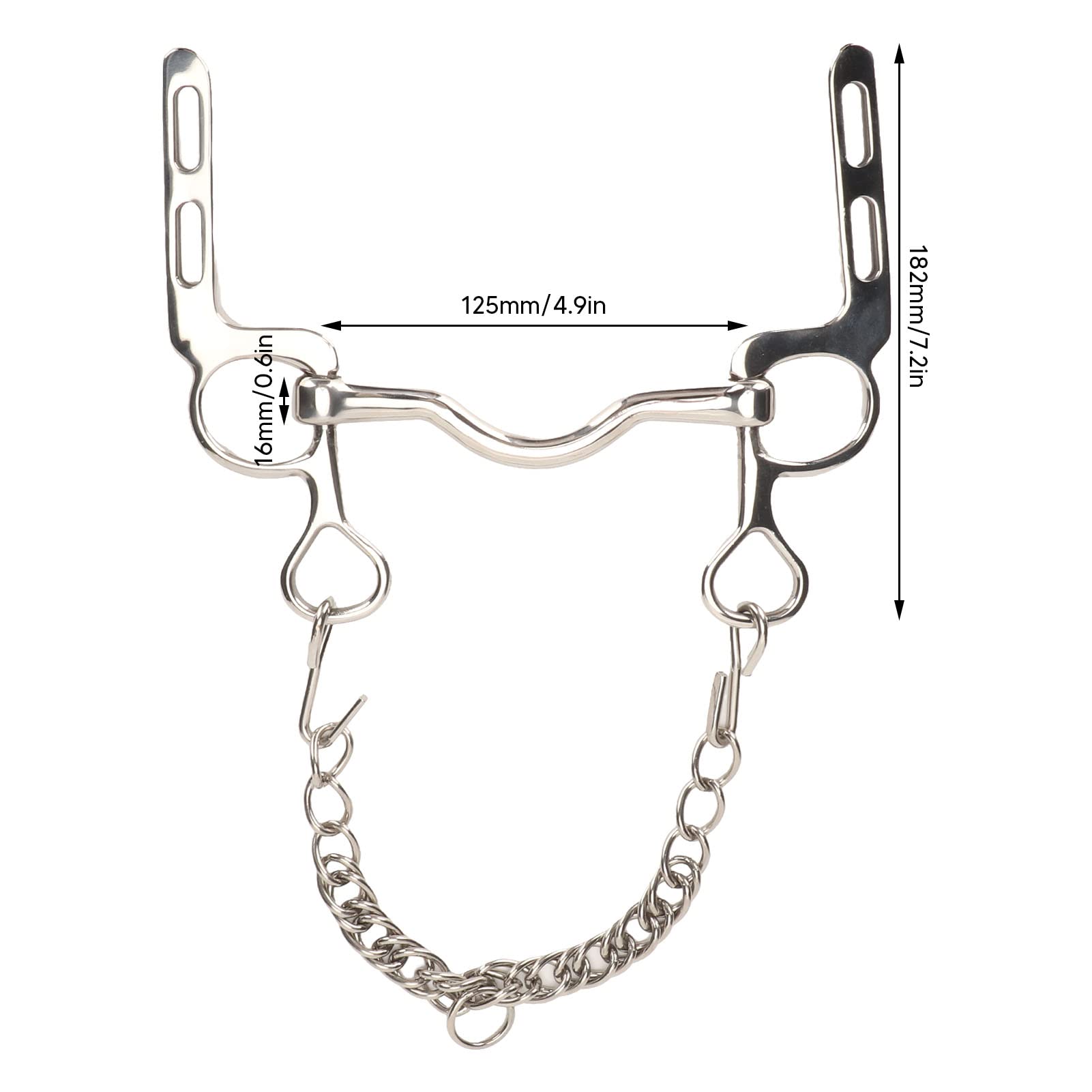 Filetti per Cavalli, Acciaio Inossidabile Morsi da Cavallo per L'allenamento di Attrezzature Equestri, Rullo a Bocca di Cavallo con Gancio e Catena per la Briglia del Cavallo