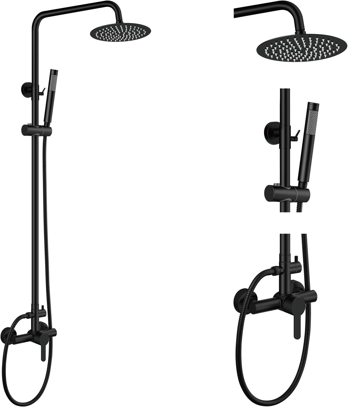 Outdoor Shower Kit SUS304 with Cylinder Handheld Matte Black